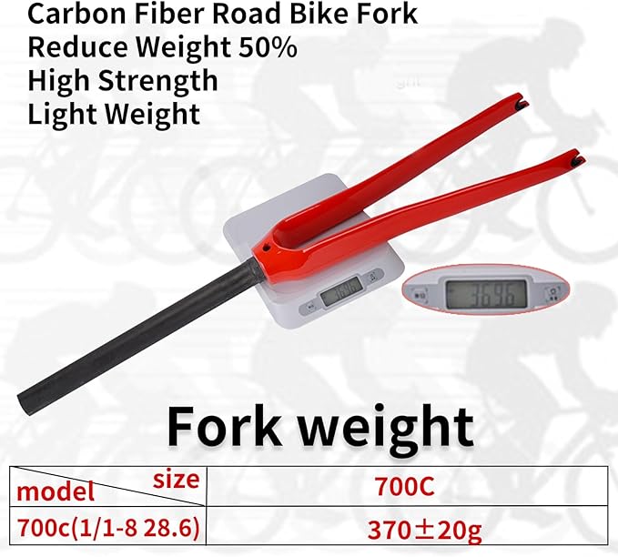 700C Full Carbon Fiber Rigid C Brake Road Bike Fork 28.6mm 1-1/8 Threadless Straight Tube Bike Front Forks Gravel Bike Front Fork QR 9mm