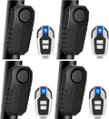 Bike Alarm with Remote,Bicycle Alarm Wireless,113dB Loud Bike Alarms for E-Bikes, Motorcycles, Scooter, Cars, Trailers, Luggage, Outdoor Riding and Cycling Safety IP65 Waterproof, 4Pcs