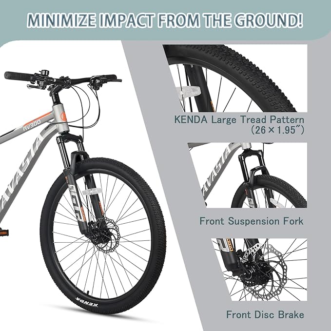 AVASTA AV300 26 27.5 inch Mountain Bike with 21-Speed, Aluminum Frame, Dual Disc Brake, Comfortable Saddle, Multiple Colors