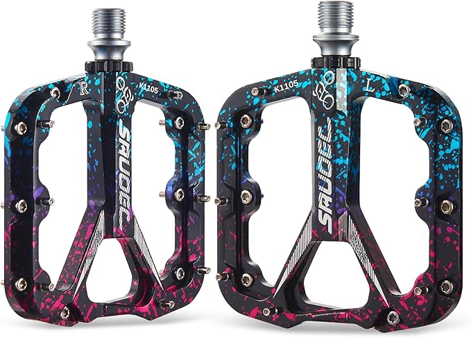 Premium Bike Pedals, Lightweight Bicycle Pedals for BMX/MTB -Universal Aluminum Wide Paltform and Lightweight