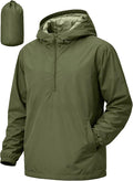 Men's Pullover Rain Jacket Waterproof Windbreaker Lightweight Packable Raincoat for Cycling Running Hiking Golf