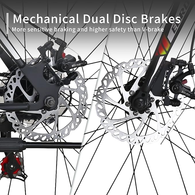 EUROBIKE Road Bike 700C Wheels 21 Speed Dual Disc Brake Bicycle 54cm Frame Bicycle for Men