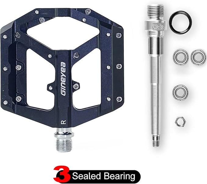 Mountain Bike Pedals, Aluminum Alloy Flat Platform, 9/16" Sealed Bearing, Lightweight Bike Pedals for MTB BMX Road Bicycle