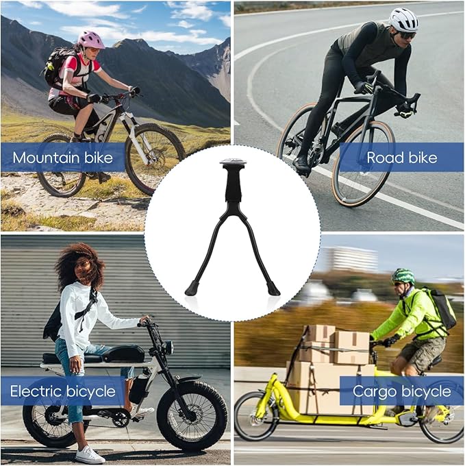 Adjustable Bike Kickstand Double Leg Holder Side Stand Parking Rack Support for Mountain Bikes 12.4 Inch