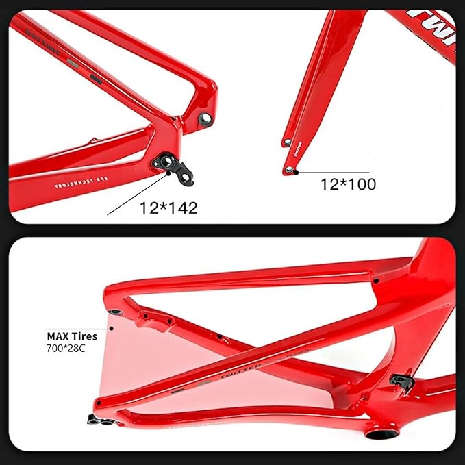 Lightweight Racing Road Bike Frameset 700c Carbon Disc Brake Frame 46/48/50/52/54/56cm Internal Routing Frame Thru Axle