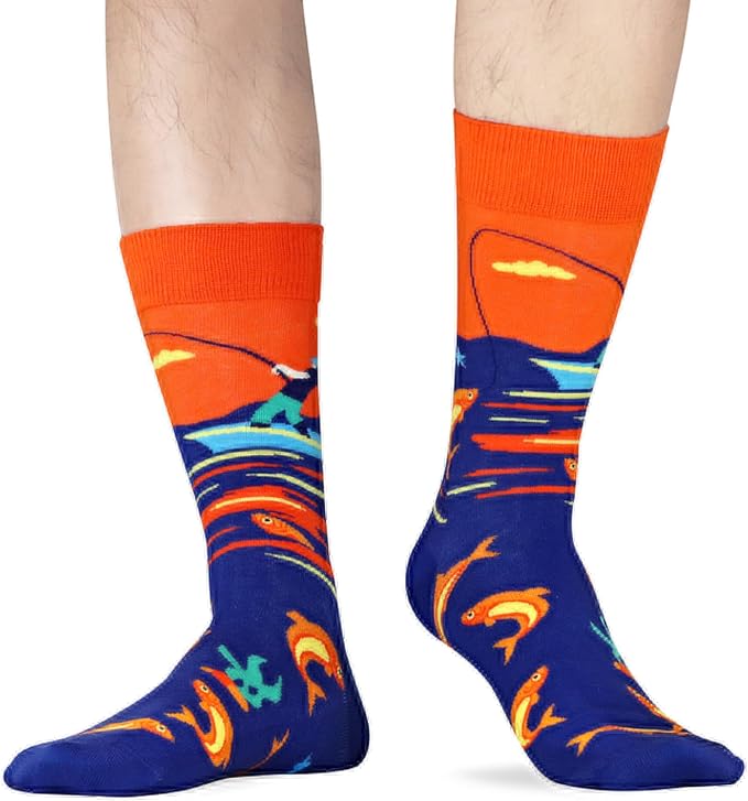 WeciBor Men's Dress Funny Crazy Colorful Novelty Combed Cotton Crew Socks 12 Pack - Size 7-10/10-13/13-15