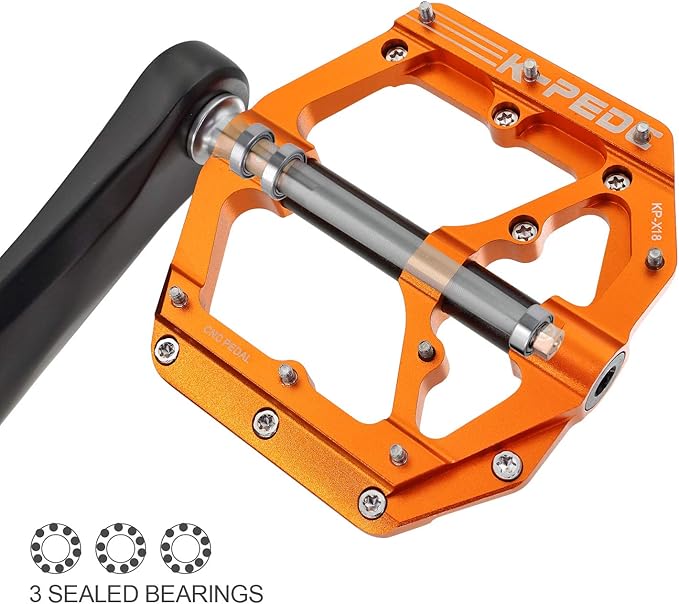 Aluminum Alloy 9/16" Bike Pedal MTB Wide Platform Flat Non-Slip Bicycle Pedals with 3 Bearings for Mountain Bikes, Road, BMX