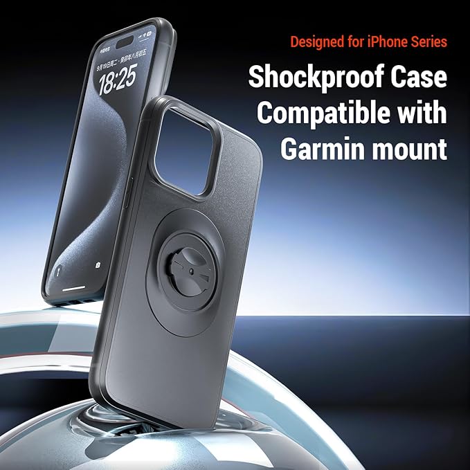 Bike Phone Case – Compatible with iPhone 12, Slim Shockproof Cover with Secure Lock-in Design, Fits Quarter-Turn Mounts Using Garmin-Style Interface Black
