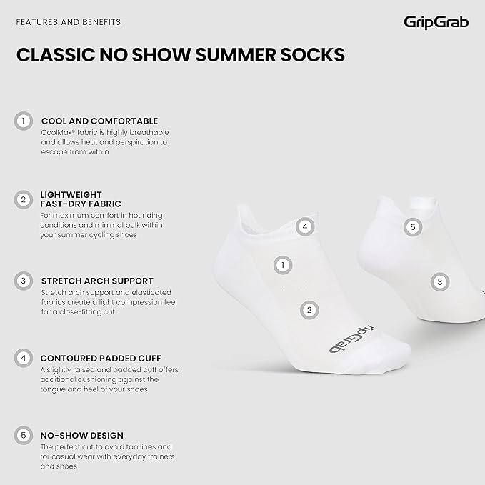 GripGrab Classic No-Show Single & Multipack Invisible Cycling Socks Short Low Sneaker Trainer Summer Liner Bike Sock