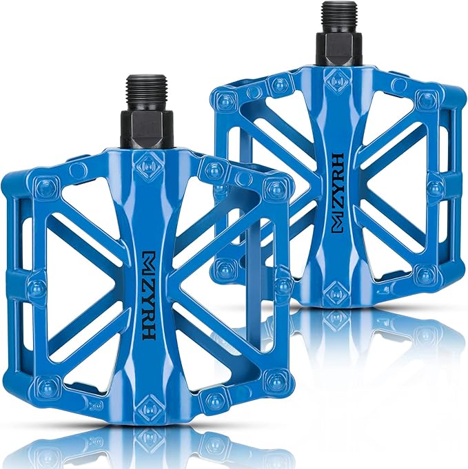KEMIMOTO Mountain Bike Pedals MTB Bicycle Flat Pedals, 9/16'' CNC Aluminum Durable Sealed Bearing for Most Bikes BMX MTB Enduro Downhill Trail (Two Pack)