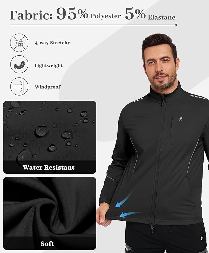 Little Donkey Andy Men's Cycling Jackets Reflective Packable Running Jacket Windproof Water-Resistant for Hiking Biking