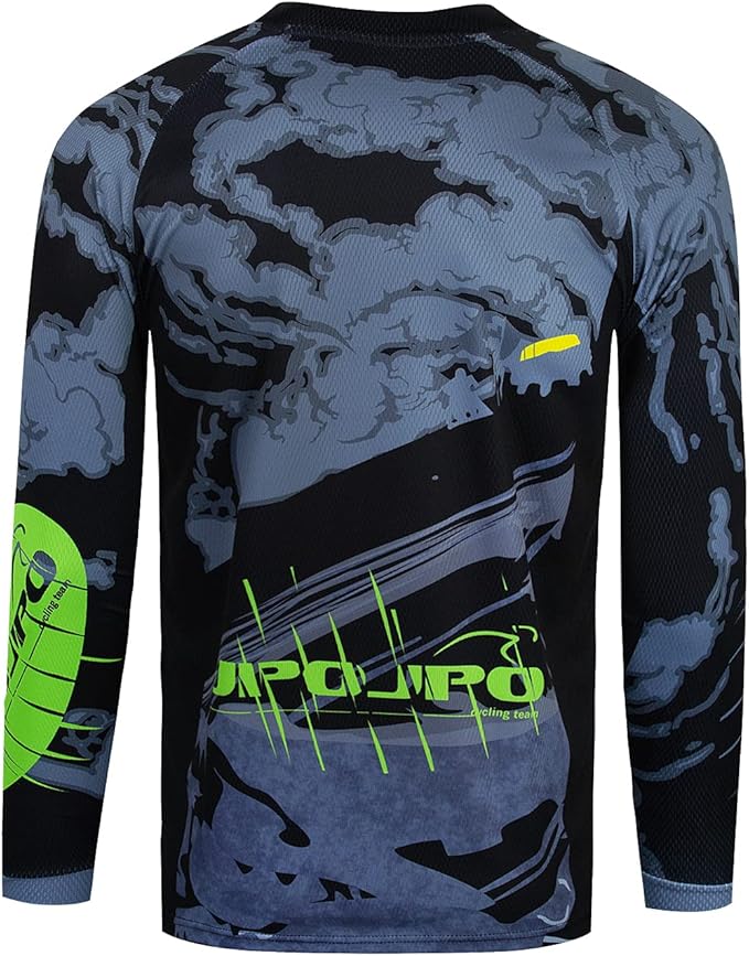 JPOJPO Men's Mountain Bike Jersey Long Sleeve MTB Off-Road Racing Downhill Motocross Shirts Quick Dry&Moisture-Wicking Tops
