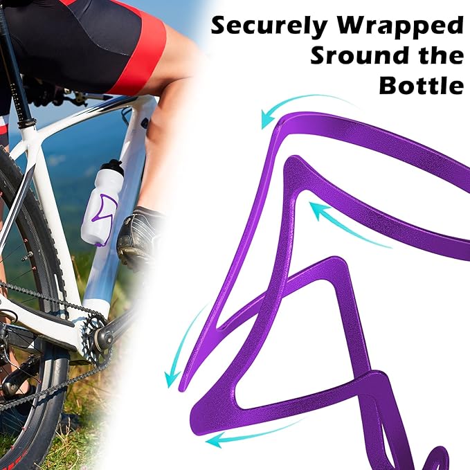 FIFTY-FIFTY 2-Pack Bike Water Bottle Holder, Aluminum Alloy Water Bottle Cage, Lightweight Bicycle Cup Holder Rack with Screws Tool, Universal Bicycle Drink Cage for MTB, Road Bike (Purple)