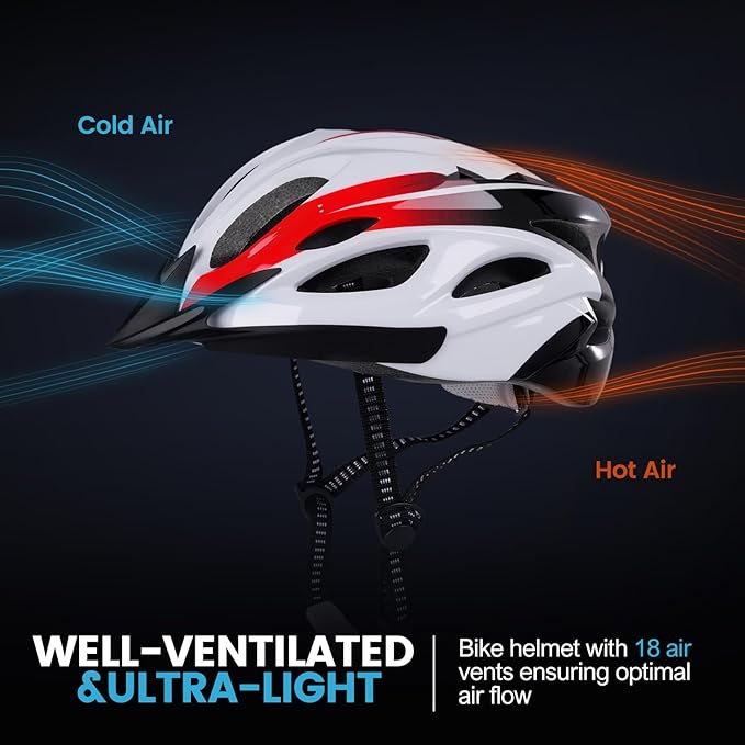Adult Bike Helmet for Commuting and Cycling, Bicycle Helmet with Rechargeable Rear LED Light & Magnetic Goggles & Removable Sun Visor, Mountain and Road Bicycle Helmets for Men and Women 3 in 1