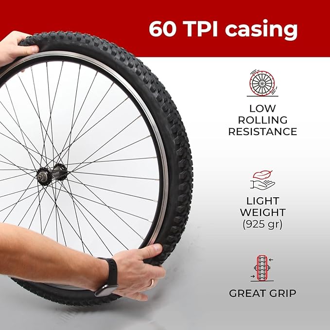 Fincci Set Foldable Kevlar 29x2.25 Mountain Bike Tire with Inner Tubes Schrader - 29 inch Bike Tire Maori 60 TPI with 1 mm Nylon Puncture Resistant for Mountain, Electric, Enduro, MTB, XC Bicycle