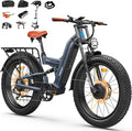 FREESKY 4000W Dual Motor Electric Bike for Adults, 48V 30AH Samsung Cells Battery 120Miles Range, 40MPH AWD Fast E-Bike, 26" Fat Tire Full Suspension Electric Mountain Bike, UL2849 Certified by TÜV