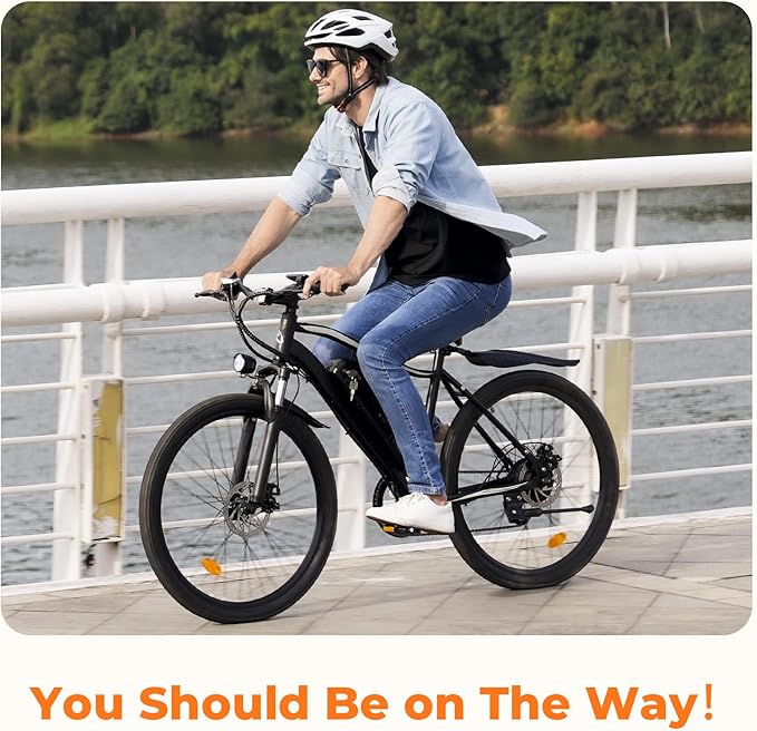 Electric Bike, 750W Peak Motor, 60+ Miles & 20MPH, 26'' Tires E-Bikes, Shock Absorber, Commuting Electric Bike for Adults