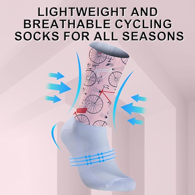 Cycling Socks Athletic Crew Socks Breathable Cushioned Compression Running Hiking Socks For Mens Womens