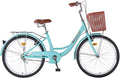 Beach Cruiser Bike for Women, 24 inch Adults Bicycle Single Speed, Bicycle for Women with Basket & Steel Rack, Women's Bike for Commuting, Step Through City Bike for Adults