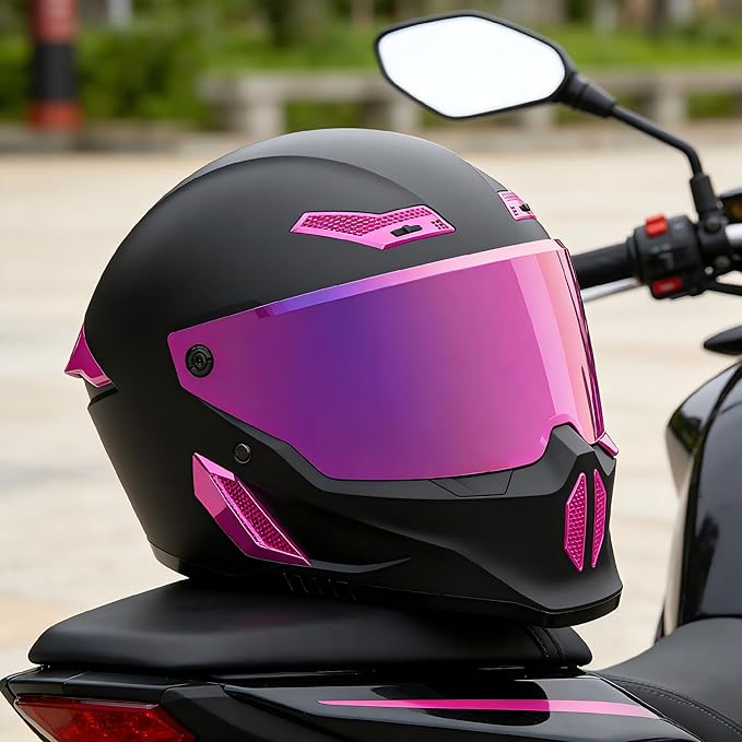 Motorcycle Helmets for Adult Men Women,Full Face Motorcycle Helmet,MG666 DOT Approved Motorbike Racing Street Bike Helmets with Two Visors