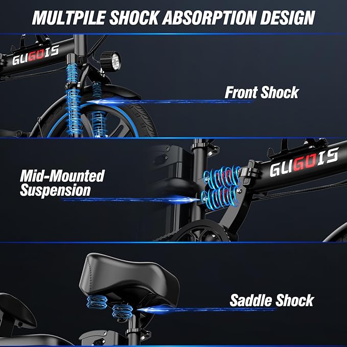 Electric Bike for Adults,750/1000W Motor E-Bike,28/30 MPH,748.8/960 Wh Removable Battery,25-45Miles,16/20in Commuter Ebikes,Full Suspension Electric Bicycles for Adults -2 Seater