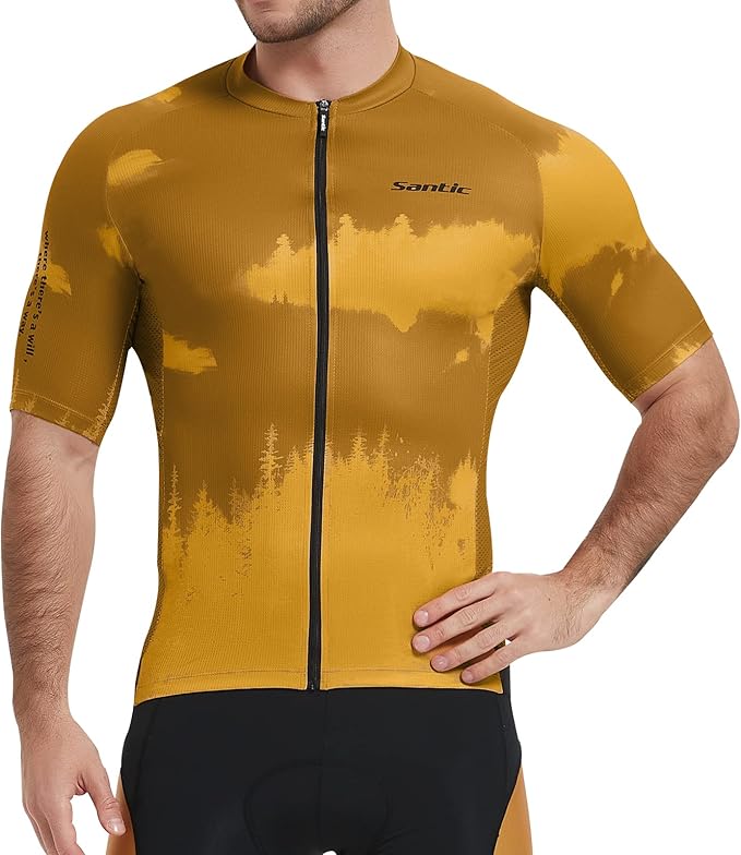 Santic Men’s Cycling Jersey Short Sleeve Bike Shirts for Men Bicycle Jacket with Pockets Breathable & Quick Dry Yorkson