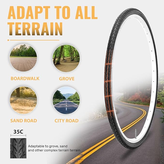 Hycline Road Bike Replacement Tire: 700x25C/700x28C/700Cx35C Folding High-Performance Wear-Resistant Bicycle Tires for City Commuter Road