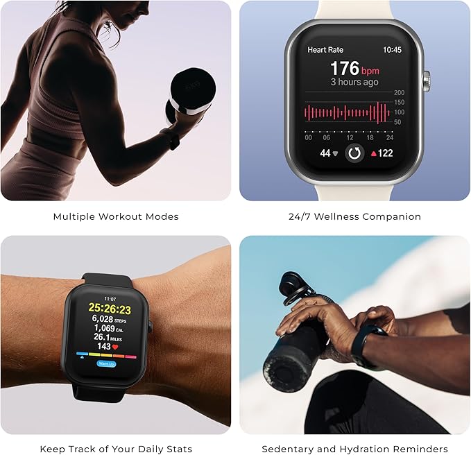 iTouch AIR 5 Smartwatch – 1.85” AMOLED Display, Bluetooth Calling, 100+ Sport Modes, Heart Rate, SPO₂, Stress & Sleep Tracking, IP68 Water Resistant, 7-Day Battery Life – for Android & iOS