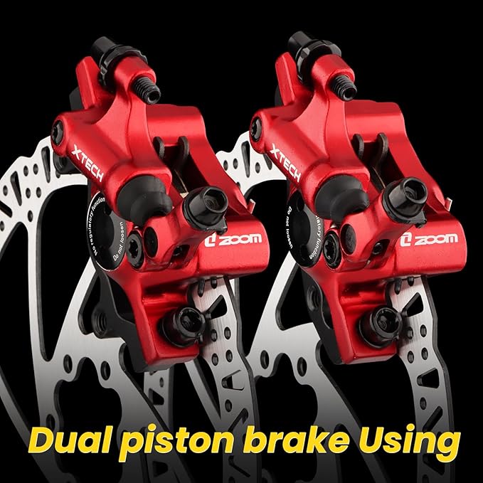 Zoom Hydraulic Disc Brake Calipers: HB-100 MTB Bike Disc Brakes Front & Rear Caliper Set for Mountain, Road Bicycle and E-Bike