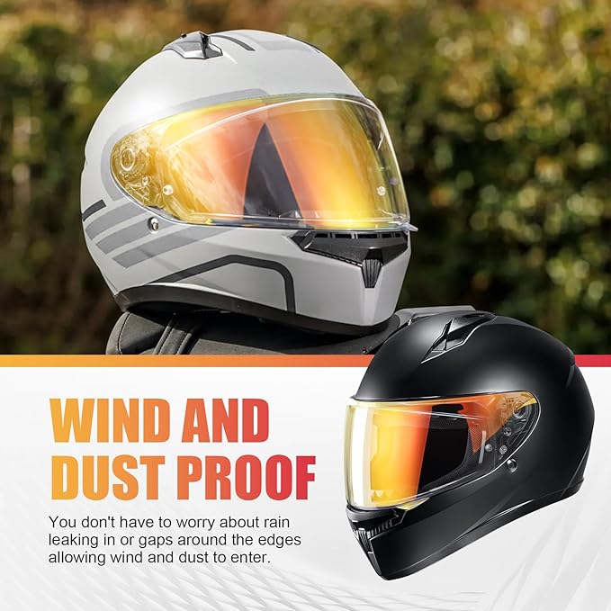 LKV HJ-34P Helment Visor Replacement - HJC C10 Motocycle Helmet Visor UV Protection Face Shield Compatible With HJ34P HJC C10 (Aurora Red)