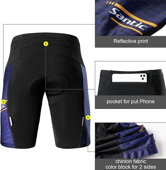 Santic Men's Cycling Shorts Padded Bicycle Riding Pants Bike Biking Clothes Cycle Wear Tights