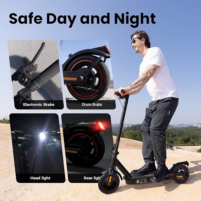 Electric Scooters - Electric Scooter for Adults, 500W Peak Motor, 18 Max MPH, 21 Miles Range, APP Control, Lightweight Foldable E-Scooter