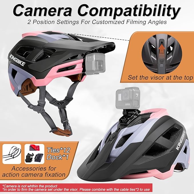 KINGBIKE NTA-8776 Mountain Bike Helmet Professional Ebike Helmets with 3-Level Adjustable Visor & Camera Mount E-MTB Helmet for Adults Men Women Youth E-Bike Safety Certified