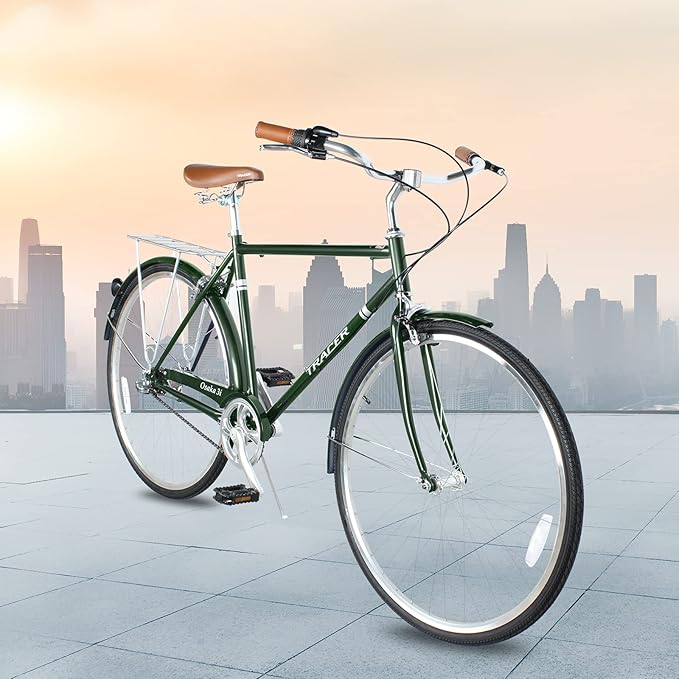 Tracer Osaka Hybrid Bikes, Steel Frame, Shimano Nexus Inter 3/7 Speed, Brown Seat Brown Grips, Road Bike, City Bike, Multiple Colors