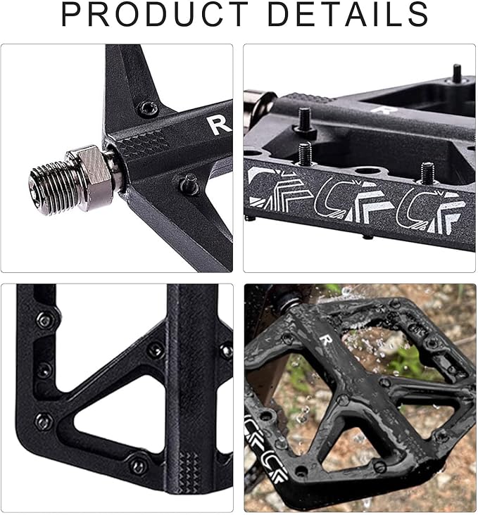 Light Weight Cycling Pedals Secure Grips Flat Mountain Bike Pedals with Sealed Bearing Suitable for Street Bikes 1 Pair