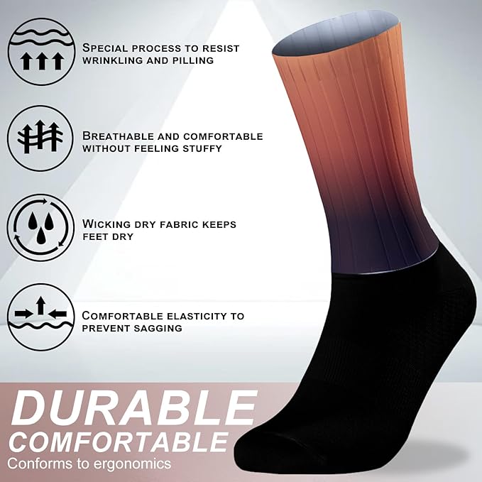 Cycling Socks Athletic Crew Socks Breathable Cushioned Compression Running Hiking Socks For Mens Womens