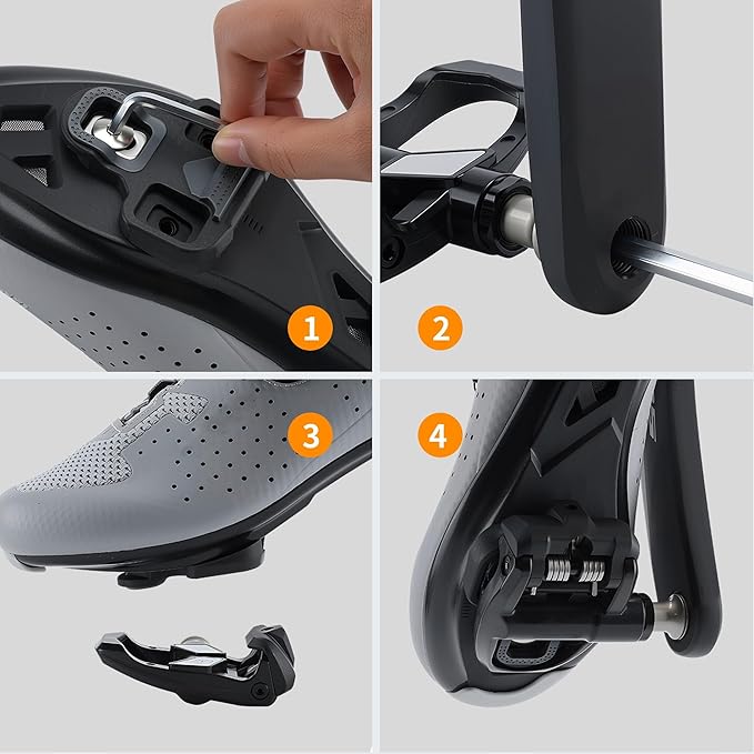 WOWSPORT Look Keo Road Bike Pedals - Lightweight Clipless Pedals with Sealed Bearings & Nylon/Carbon Body | 9/16″ Spindle, Compatible with Look Keo Cleats for Indoor & Road Cycling