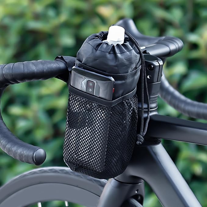 Bike Water Bottle Holder Bag Bike Bag Handlebar Stem Bag Bicycles Cup Drink Holder Insulated Stem Bag Bike Storage Pouch Bike Water Bottle Holder Bag Insulated Drink Cup Holder Handlebar Frame Strap