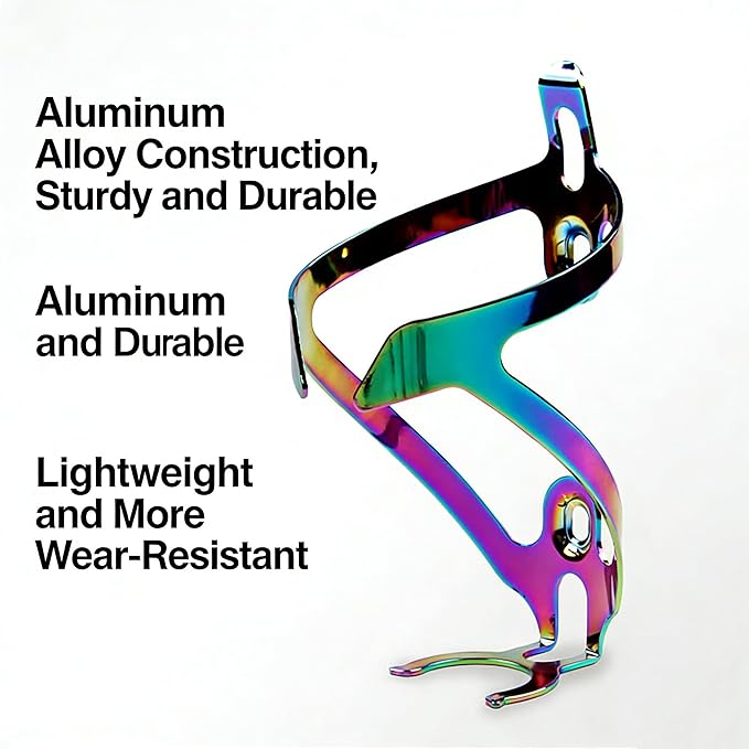 Ultra-Light Colorful Aluminum Alloy Bike Water Bottle Cage, Universal 360° Wrap Anti-Shake Bottle Holder for Mountain Road Bikes with Wrench & Screws (Multicolor)