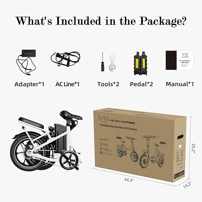 WINDHORSE 16" Folding Electric Bike for Adults, 630W Peak Motor, 20MPH, 19–35 Miles Pedal Assist Range, LCD Display, Suspension, Dual Disc Brakes, Removable Battery, Commuter Ebike