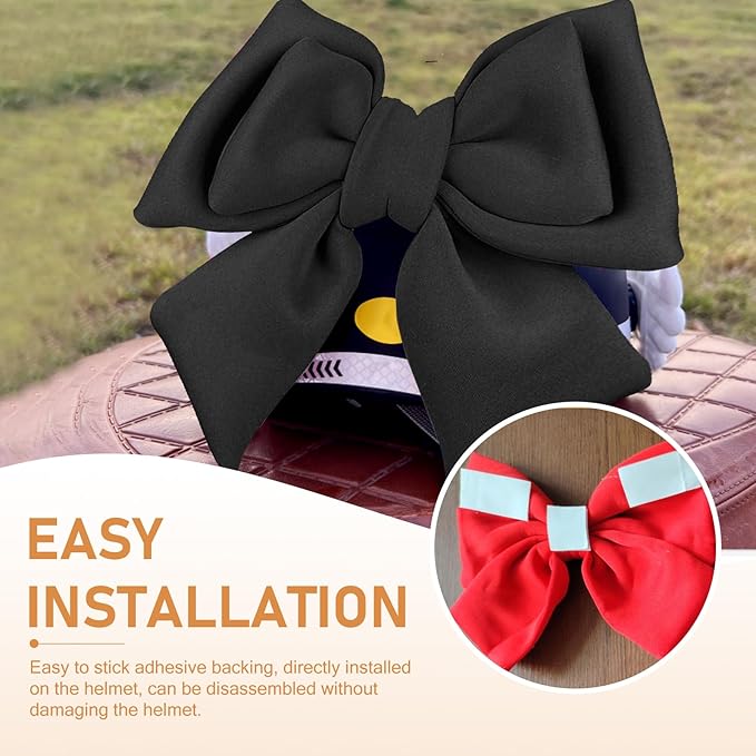 Large Bow Helmet Decoration, Cute Bow Helmet Accessory with Suction Cup, Removable Decorative Bow for Motorbike Helmets, Universal for Ski Bike Motorcycle Helmets (Black)