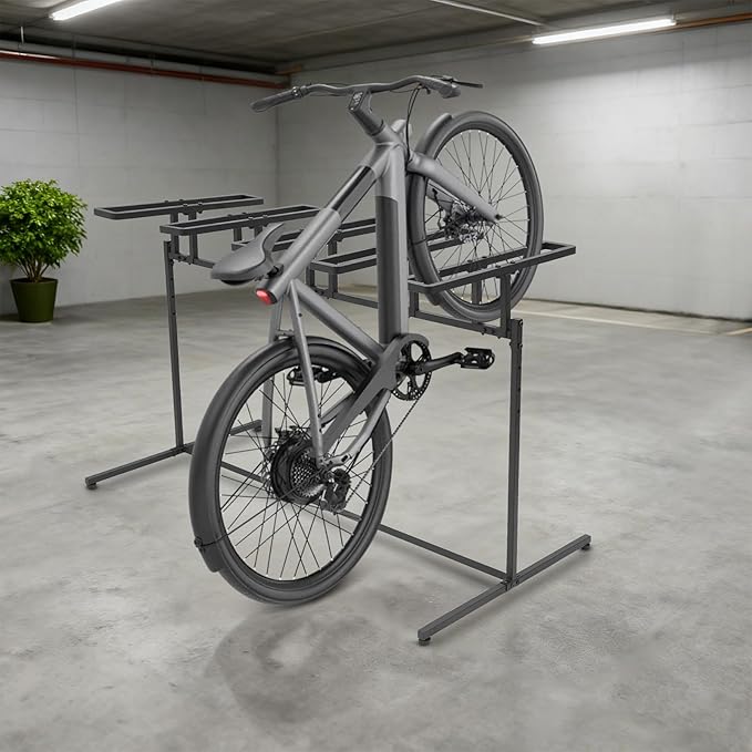 Heavy Duty Bike Stand for Indoor Riding & Outdoor Storage – 5-Slot Freestanding Bicycle Parking Rack with Adjustable Height, Iron Construction, Max Load 220 lbs for Garage, Basement, Park