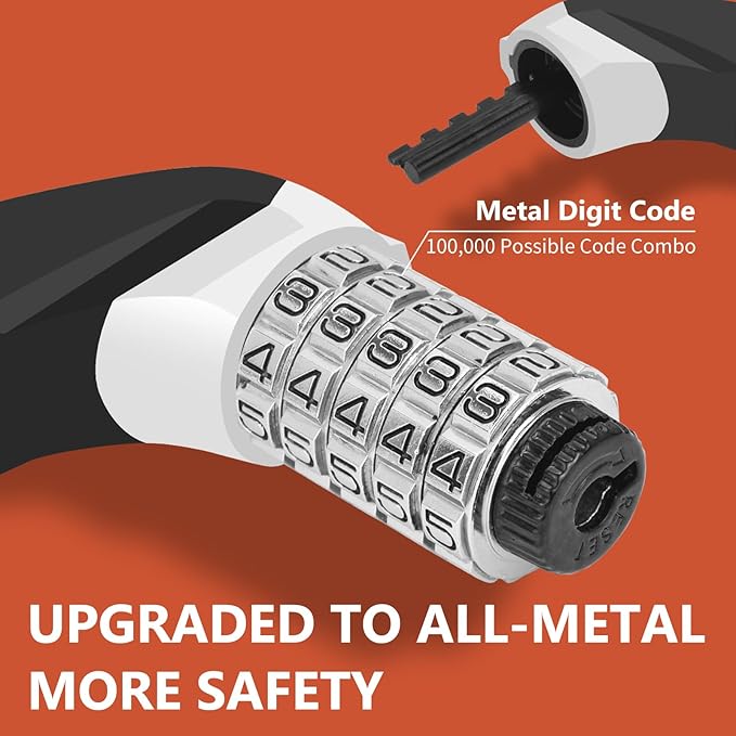 Bike Chain Lock Upgrade Metal Digital Dials 3.2Ft Long High Security Heavy Duty Anti Theft, 5 Digit Combination Keyless Bicycle Lock for Bike/Electric Scooter/Ebike/Motorcycle(Camouflage)