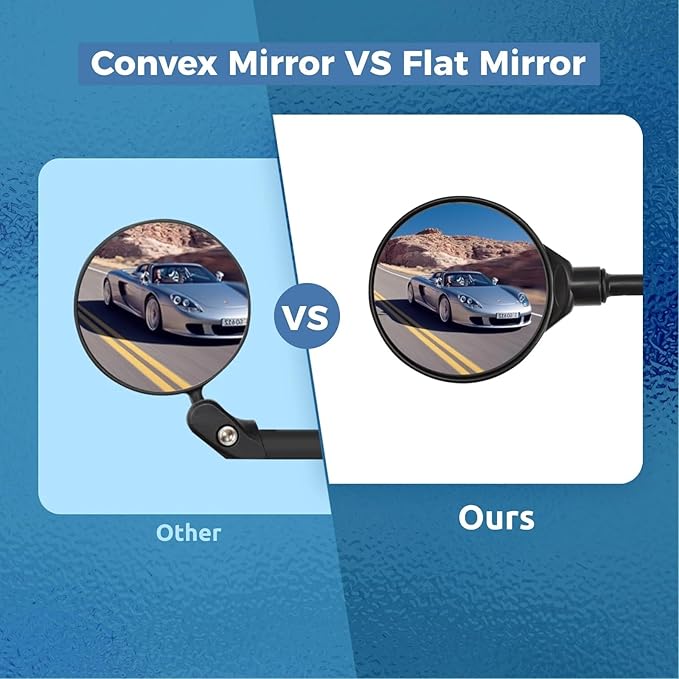 2PCS Bike Mirror Rear View Mirror 360°Rotatable Bicycle Mirrors for Handlebars,Adjustable Handlebar Wide Angle Safety Mirror for Mountain Road Bike E-bike