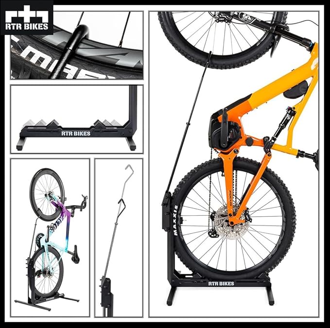 Brutus Up Vertical Bike Stand for Garage & Indoor – 2-in-1 Floor Rack for E-Bikes up to 66 lbs – Fits 24-29" Wheels & 3.5" Wide Tires – No Drilling Upright Storage