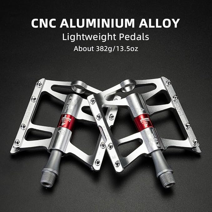 ROCKBROS 4 Bearings Mountain Bike Pedals MTB Padals Platform Flat Bike Pedals Aluminum Alloy 9/16"