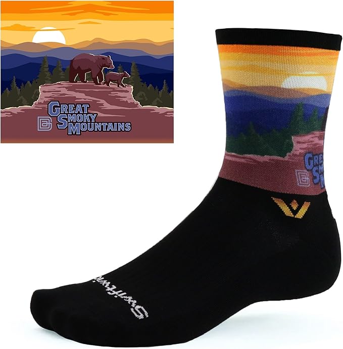 Swiftwick VISION IMPRESSION Crew, National Parks/States Edition, Running, Hiking and Cycling Socks