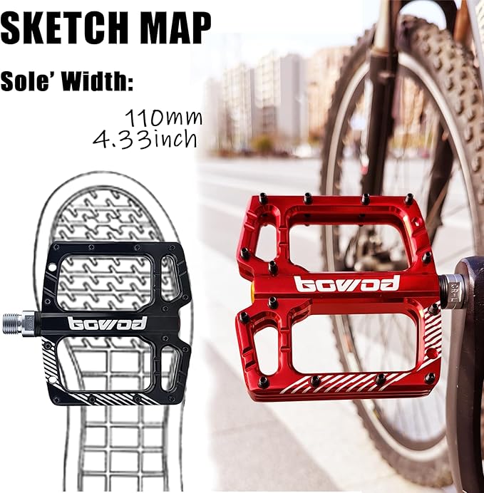 Bike Pedals 9/16" Lightweight Non-Slip Bicycle Platform Pedals - Fits Most Adult Bikes & Mountain Bikes &MTB, Road Bikes and Slip-Resistant Design