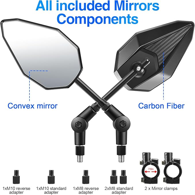 Rearview Motorcycle End Bar Mirror,Motorcycles Handlebar End Side Rear View Mirrors, Universal Handle Round Compatible with Most Motorcycle, E-bike, Scooters, ATV, UTV, Snowmobile,Mini Type4