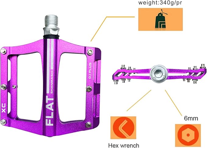 UPANBIKE Mountain Bike Bearing Pedals 9/16'' Spindle Aluminum Alloy Flat Platform for BMX MTB Road Bicycle